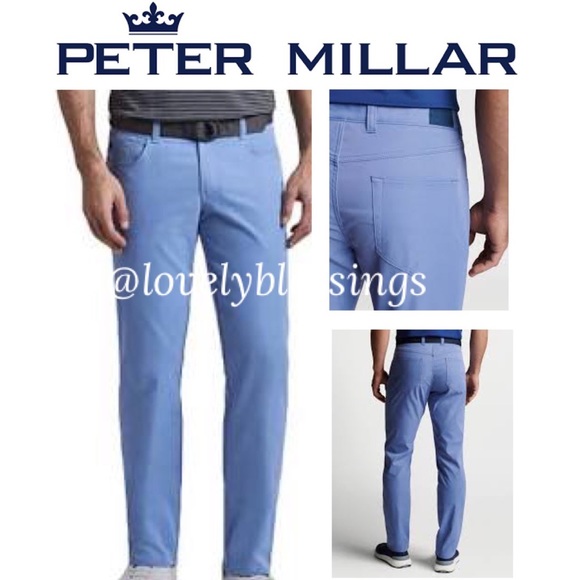 Peter Millar Crown Crafted Golf Pants 5 Pocket Medium Blue Mens